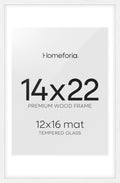 Homeforia 14x22 Picture Frame White Wood with Mat - Gallery Look