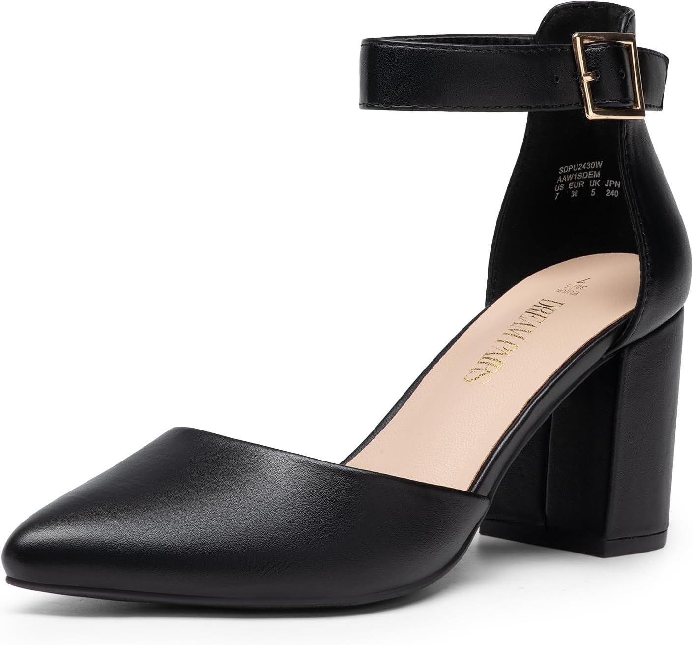 DREAM PAIRS Women's Closed Pointed Toe High Chunky Heels Pumps