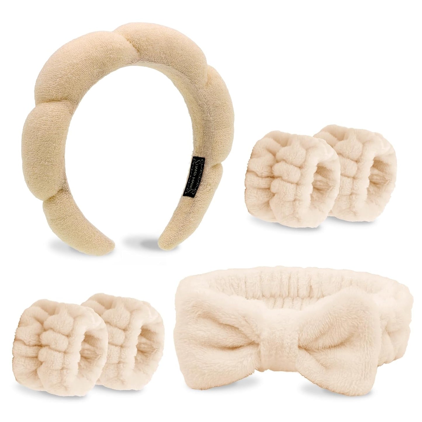 6PCS Light Khaki Makeup Headband Set