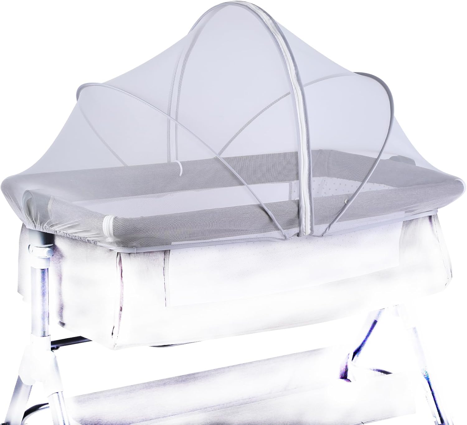 2-Way Zipper Bassinet Cover with Mosquito Net - Protect Baby!
