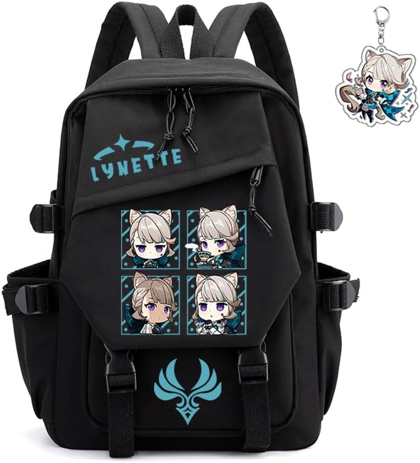 Genshin Impact Backpack Unisex Kawaii Rucksack with Keychain