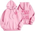 Pink Hoodies Preppy Sweatshirt For Teen Girls Oversized Drawstring