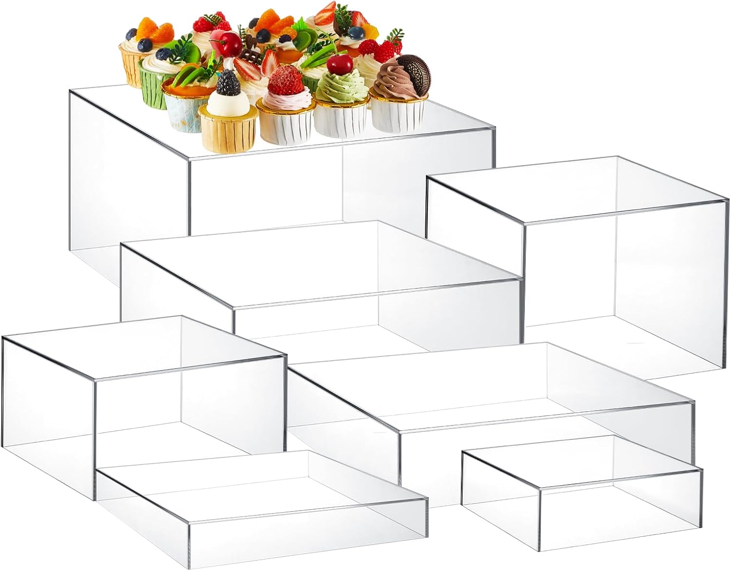 7 Pcs Large Buffet Risers Set for Elegant Food Display