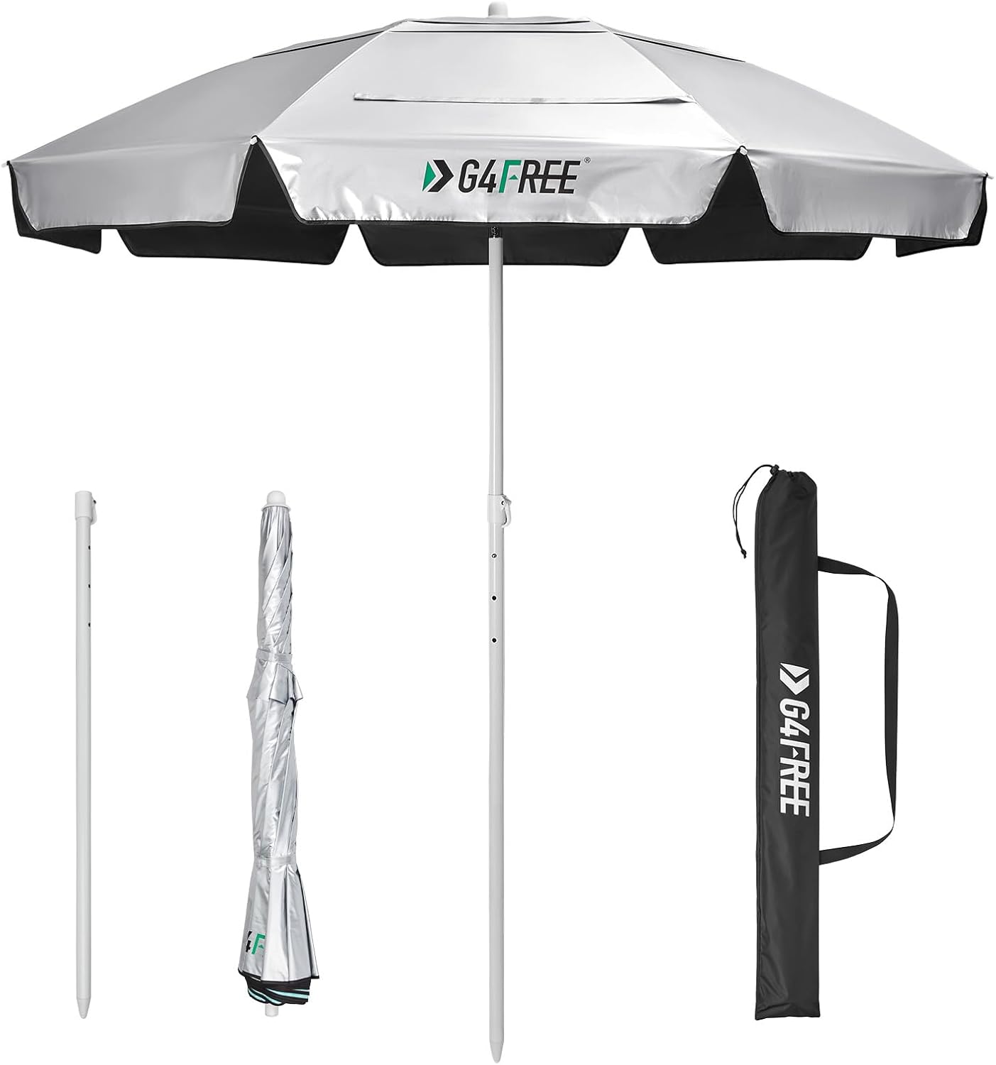 G4Free Heavy Duty Beach Umbrella with UPF 50+ UV Protection