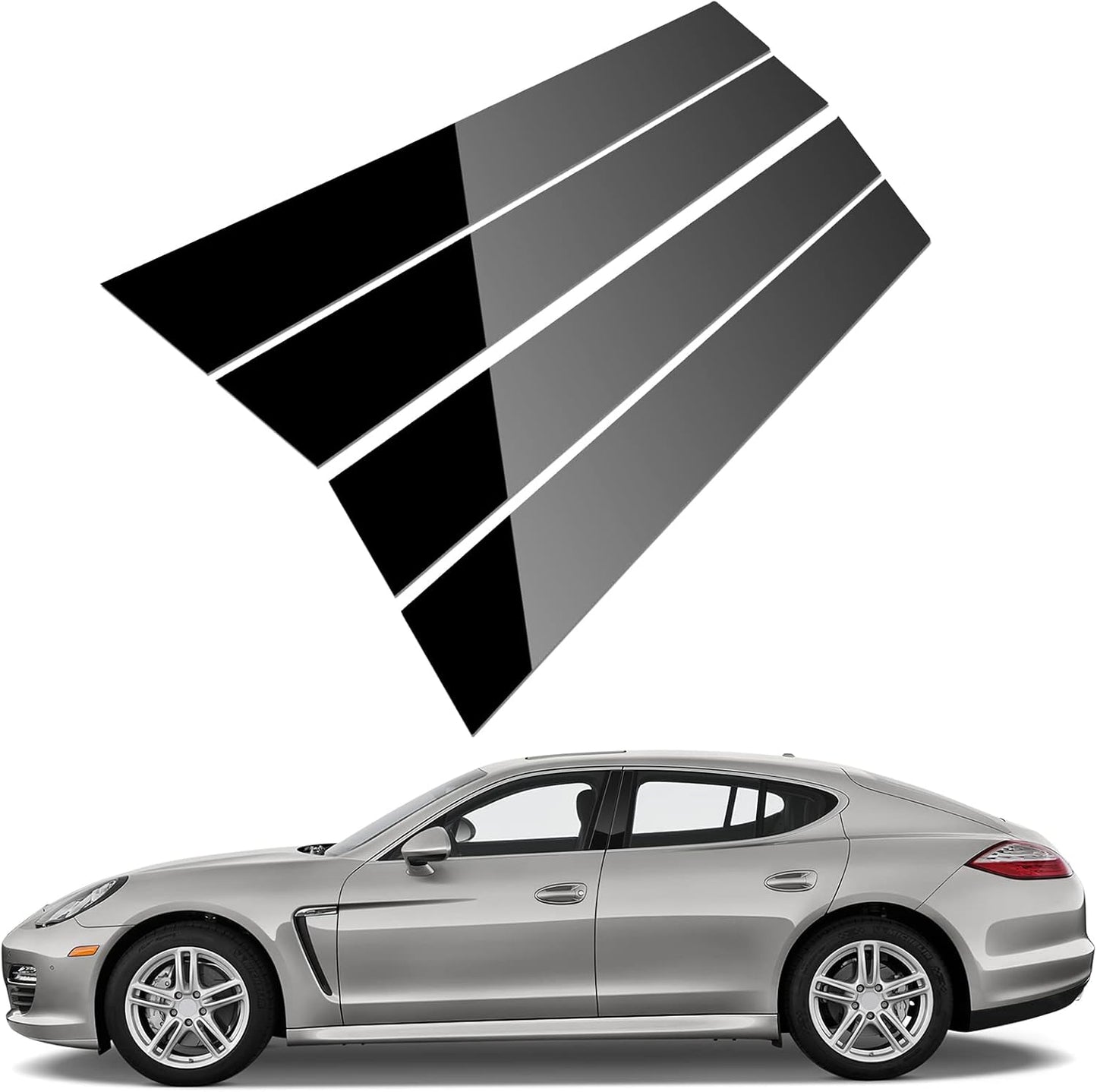 ACLONG Pillar Posts Trim for Porsche Panamera 2009-2016 - Glossy Black