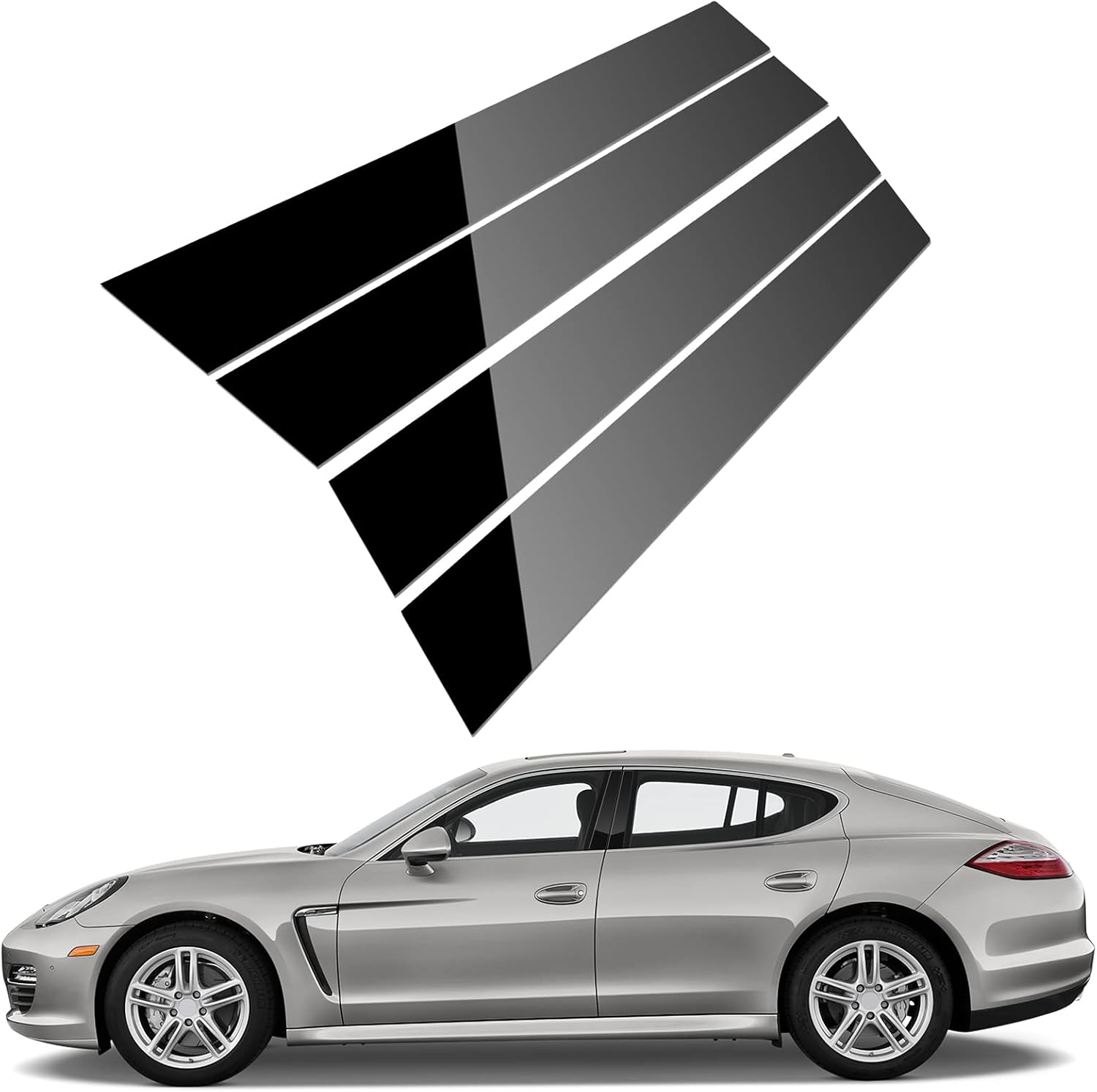 ACLONG Pillar Posts Trim for Porsche Panamera 2009-2016 - Glossy Black