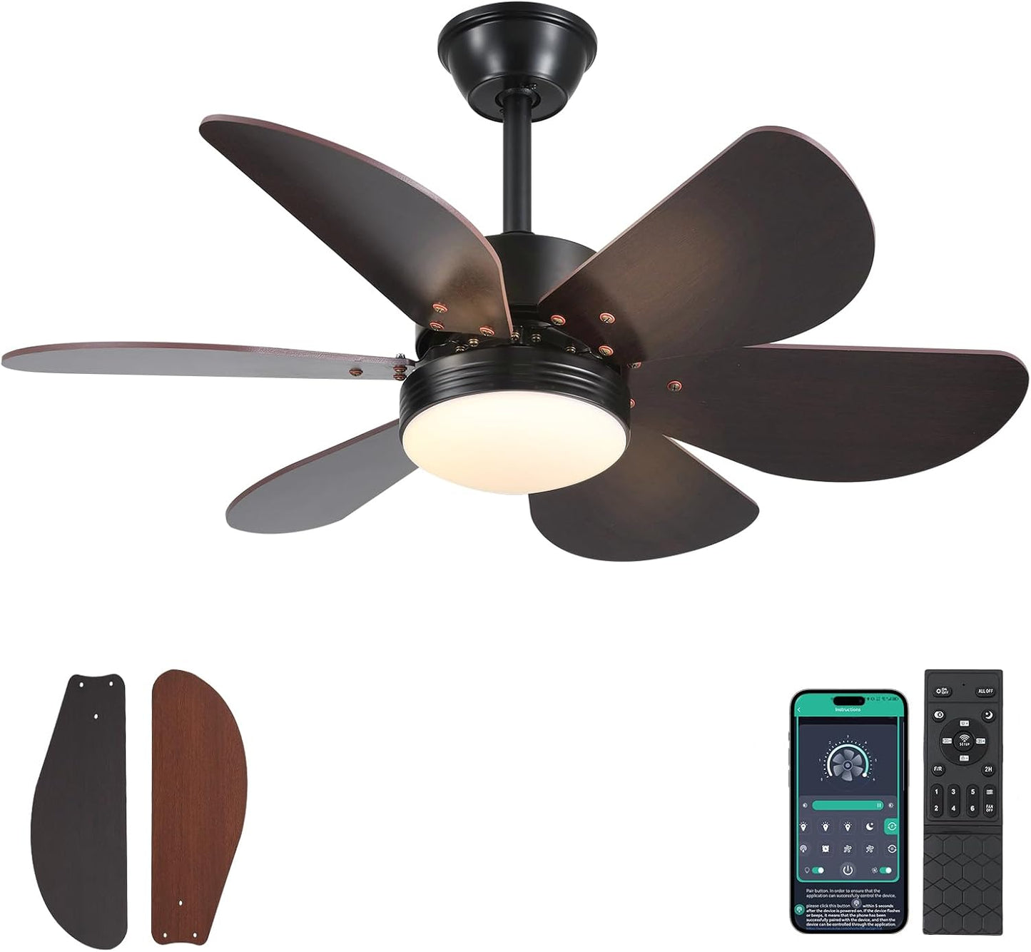 36 Black Outdoor Ceiling Fan with Lights for Modern Spaces