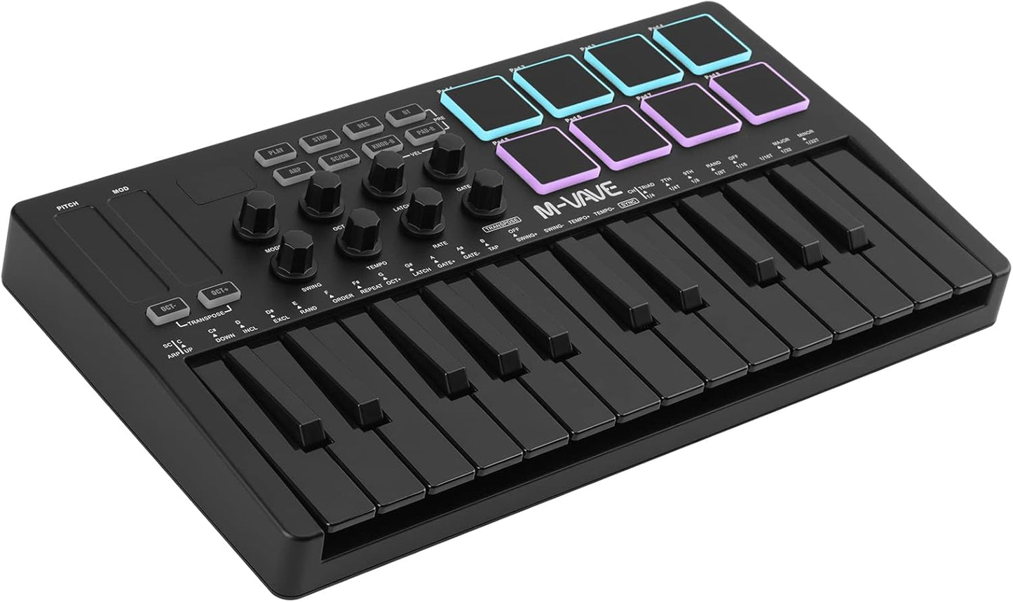 M-VAVE Bluetooth MIDI Keyboard with 8 Drum Pads