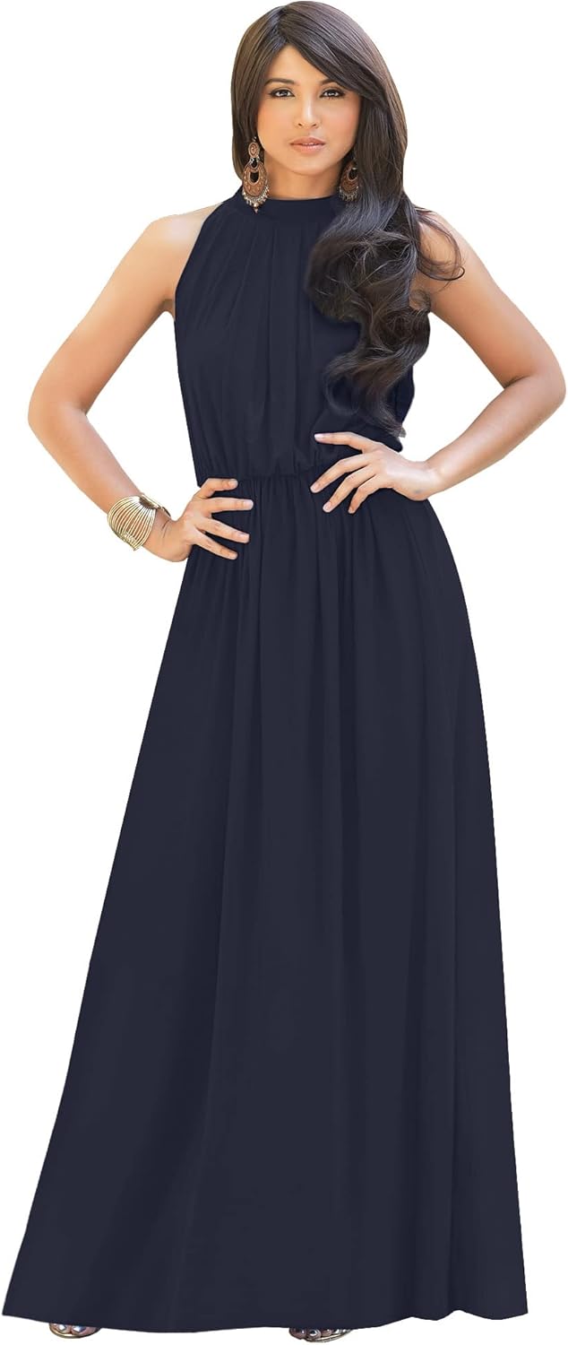KOH KOH Sexy Sleeveless Summer Formal Flowy Casual Gown