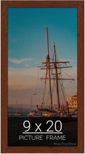 wallsthatspeak 9x20 Dark Walnut Rustic Pine Picture Frame - Narrow
