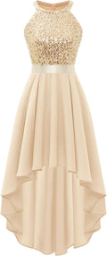 Dressystar Women's Sequin Halter Hi-Lo Cocktail Prom Dress - Sparkly