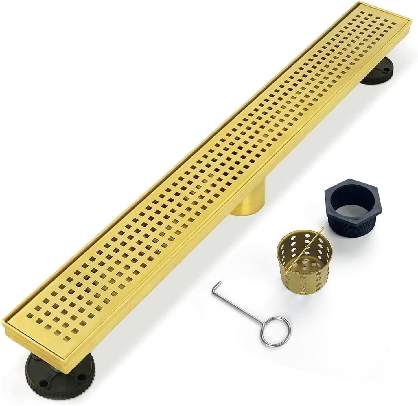 Linear Shower Drain 18 inch Gold with Removable Grate Cover