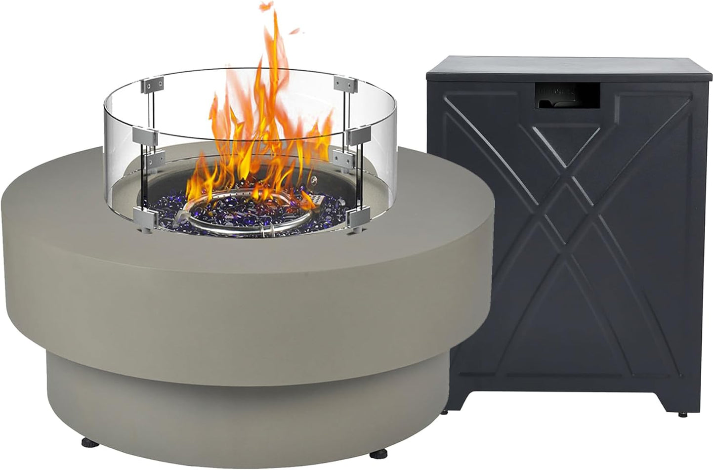 32.5-inch Outdoor Gas Fire Pit Table with Wind Glass Shield