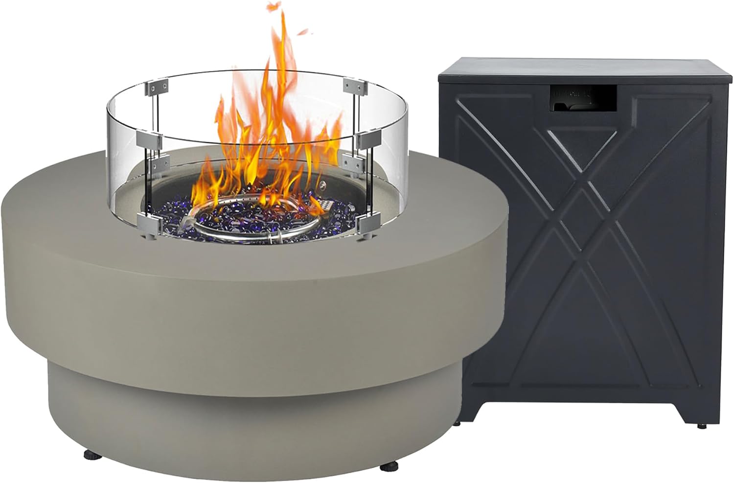 32.5-inch Outdoor Gas Fire Pit Table with Wind Glass Shield
