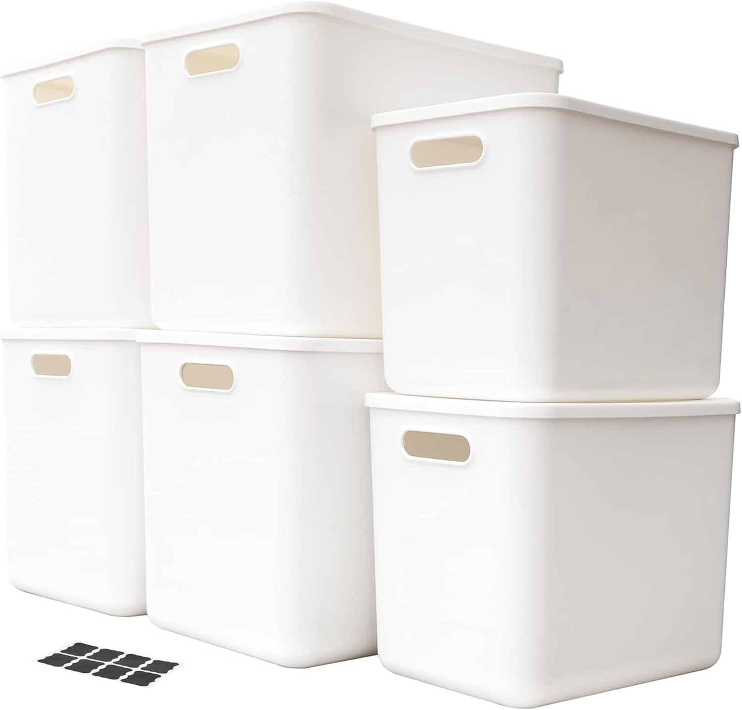 Set Of 6 Plastic Storage Bins With Lids For Kitchen Organization
