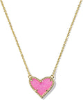 Ari Heart Pendant Necklace for Women in Hot Pink Drusy - Adjustable