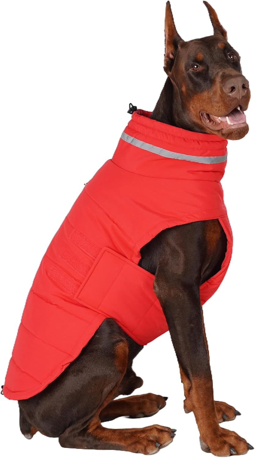 Waterproof Winter Dog Coat for Medium and Large Dogs - Red