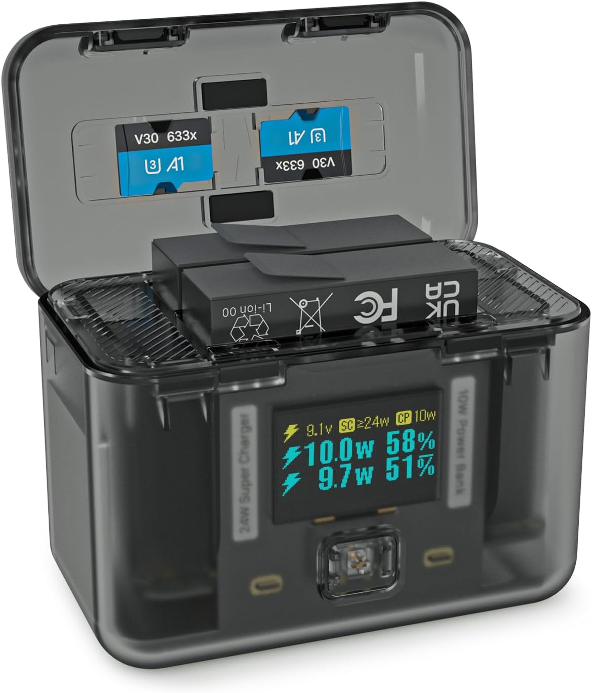 Insta 360 Ace Pro 2 Battery Charger with OLED Screen Features