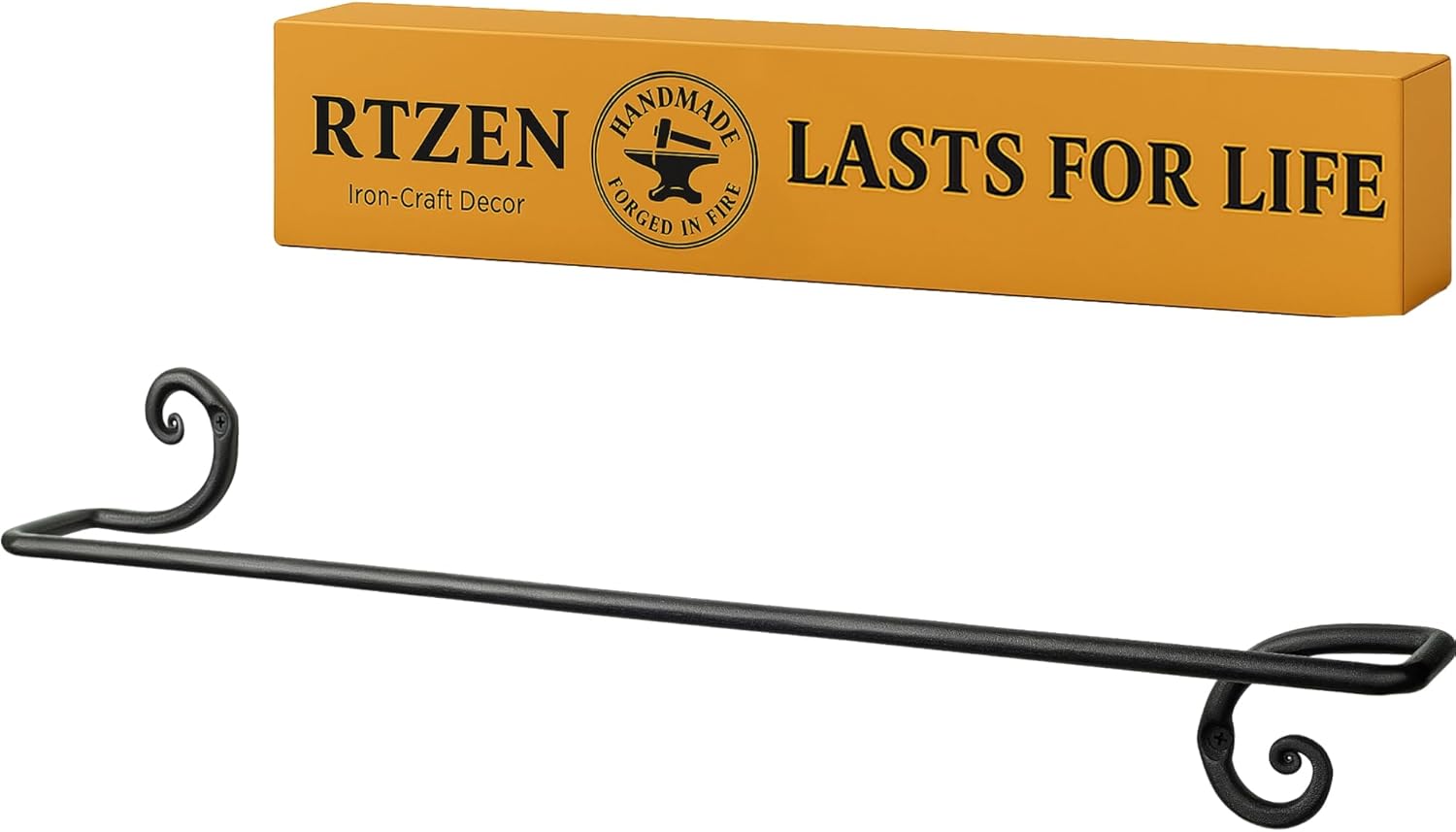 RTZEN Farmhouse Bathroom Towel Holder - Wrought Iron Towel Bar