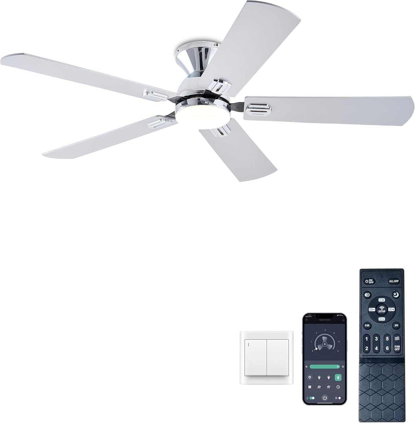52 inch Ceiling Fan with Lights and Remote Control for Home