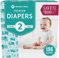 Members Mark Premium Baby Diapers Size 2 (12-18 lb) - 196 Count
