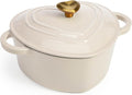 Heart-Shaped Enameled Cast Iron Dutch Oven - 2-Quart Cream
