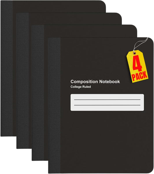 1InTheOffice 160pg College Rule Composition Notebook, 4 Pack