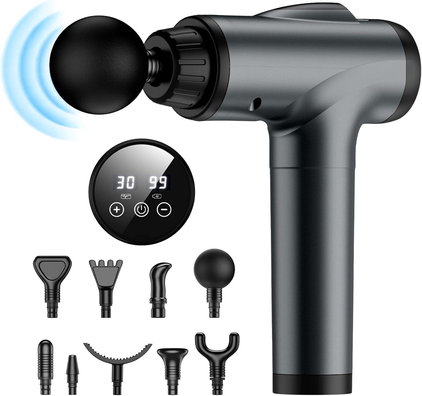 Deep Tissue Massage Gun for Pain Relief with 30 Speeds & 9 Heads