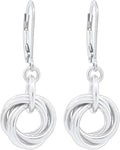 Dainty Love Knot Circle Dangle Earrings - Everyday Sterling Silver