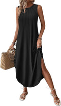 Floral Summer Casual Beach Tank Dress with Pockets - Comfortable Fit