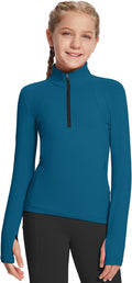 Girls Long Sleeve Fleece Half Zip Pullover - Warm Athletic Layer