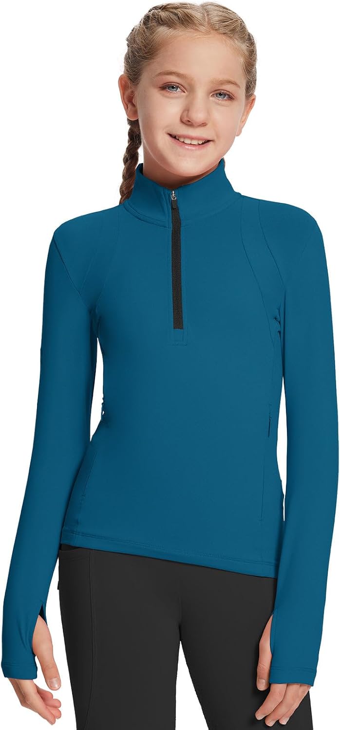 Baleaf Girls Long Sleeve Fleece Jacket Half Zip Pullover Sweatshirt