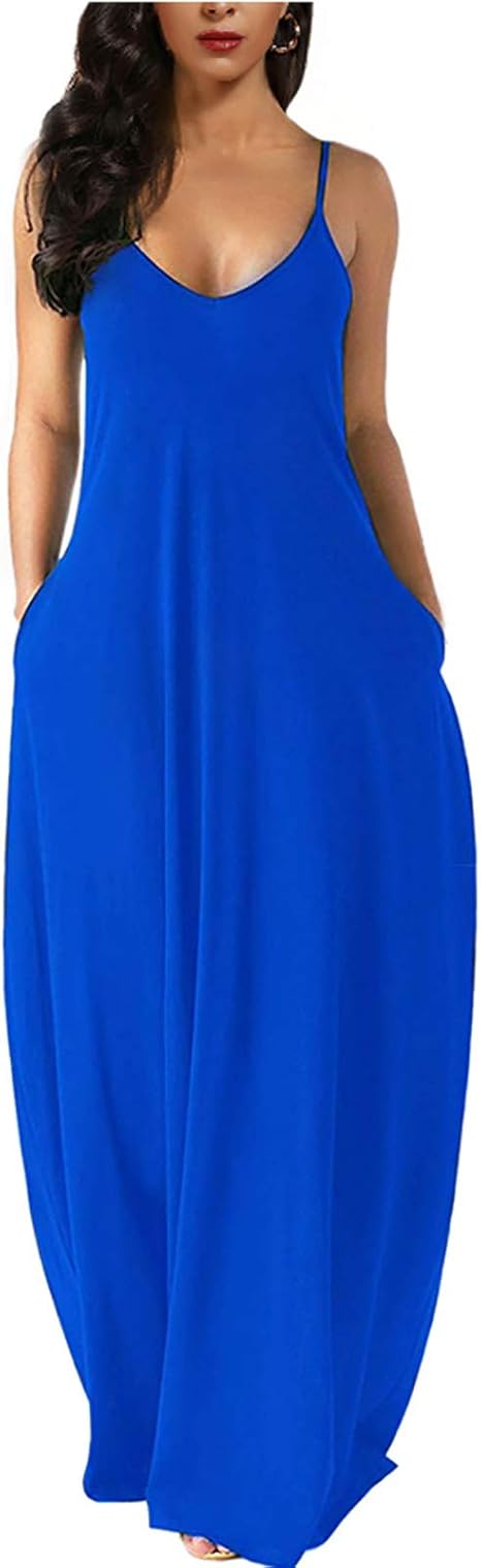 Wolddress Womens Casual Sleeveless Sundress Plus Size Maxi Dress