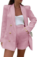 Cicy Bell Womens 2 Piece Tweed Blazer and Shorts Set - Double Breasted