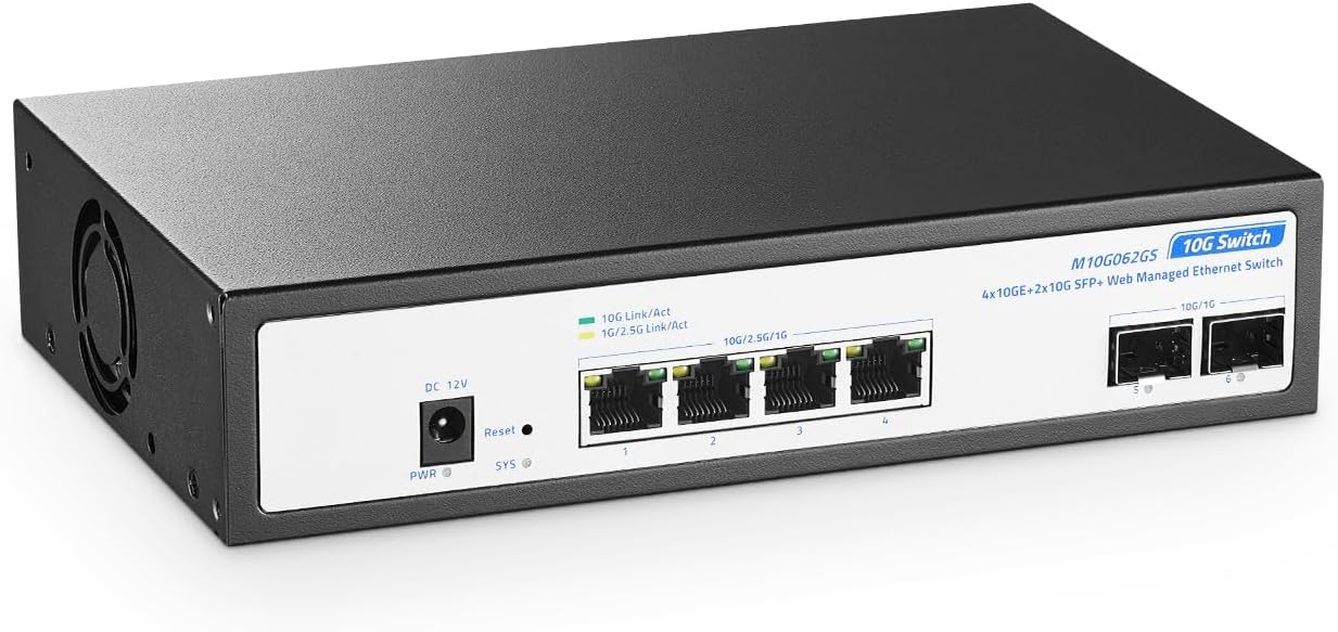 YuLinca 6 Port 10Gbps Managed Switch for High-Speed Networking