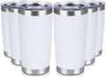 20 oz Stainless Steel Tumbler Cups 6 Pack - Insulated Travel Tumblers