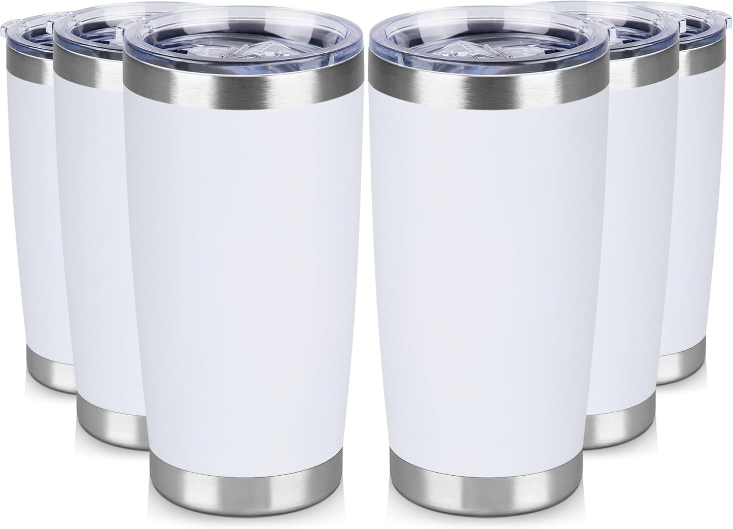 20 oz Stainless Steel Tumblers for Hot & Cold Drinks - 6 Pack