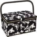 Sewing Basket with Floral Print Design - Portable Sewing Kit Storage