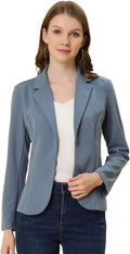 Women's Fitted Stretch Blazer with Notch Lapel - Office Jacket