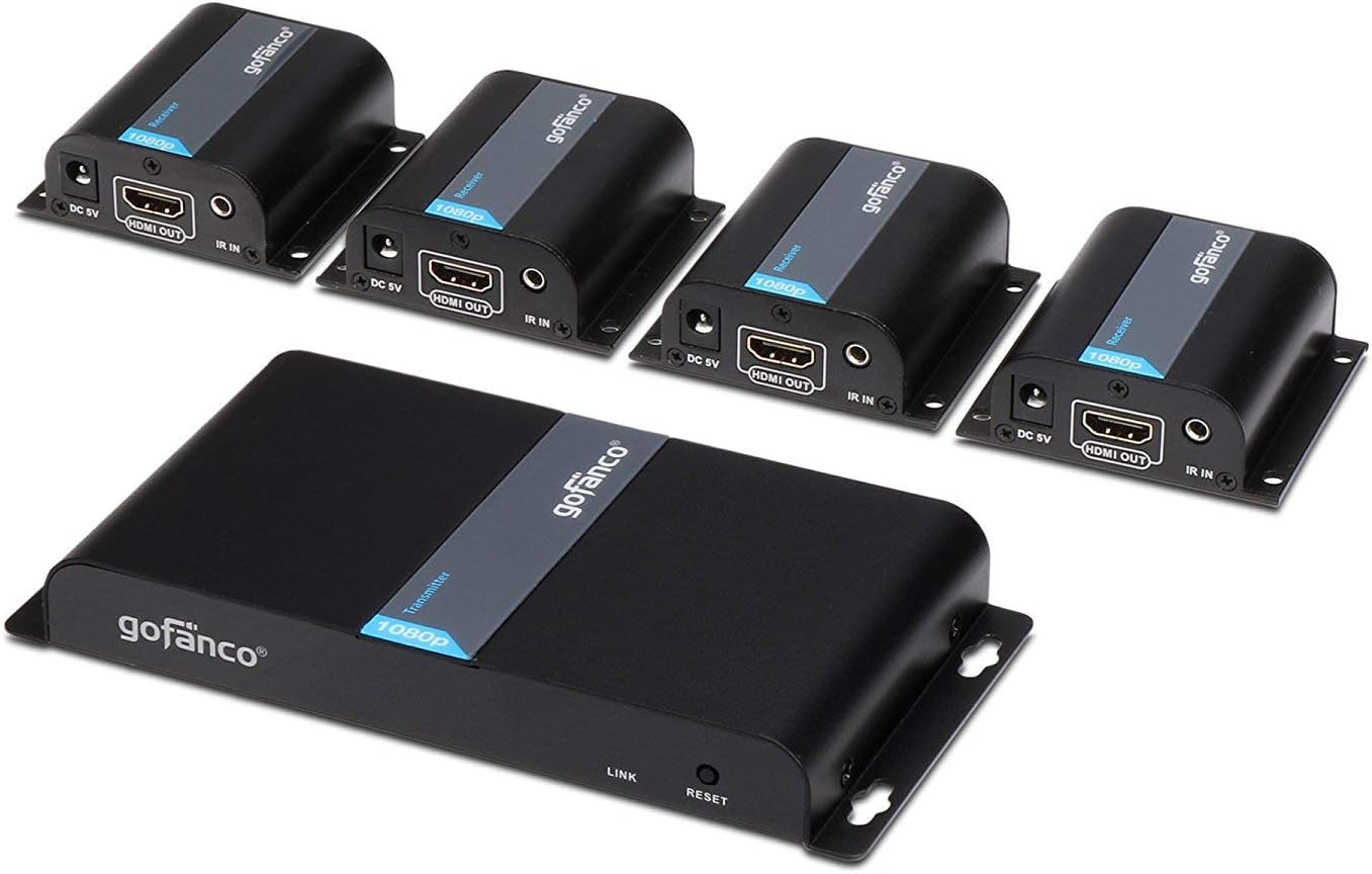gofanco 1x4 HDMI Extender Splitter for 1080p Over CAT5e/CAT6