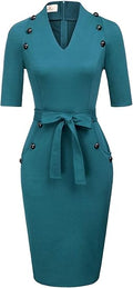 GRACE KARIN Women's Short Sleeve Bodycon Belted Pencil Dress
