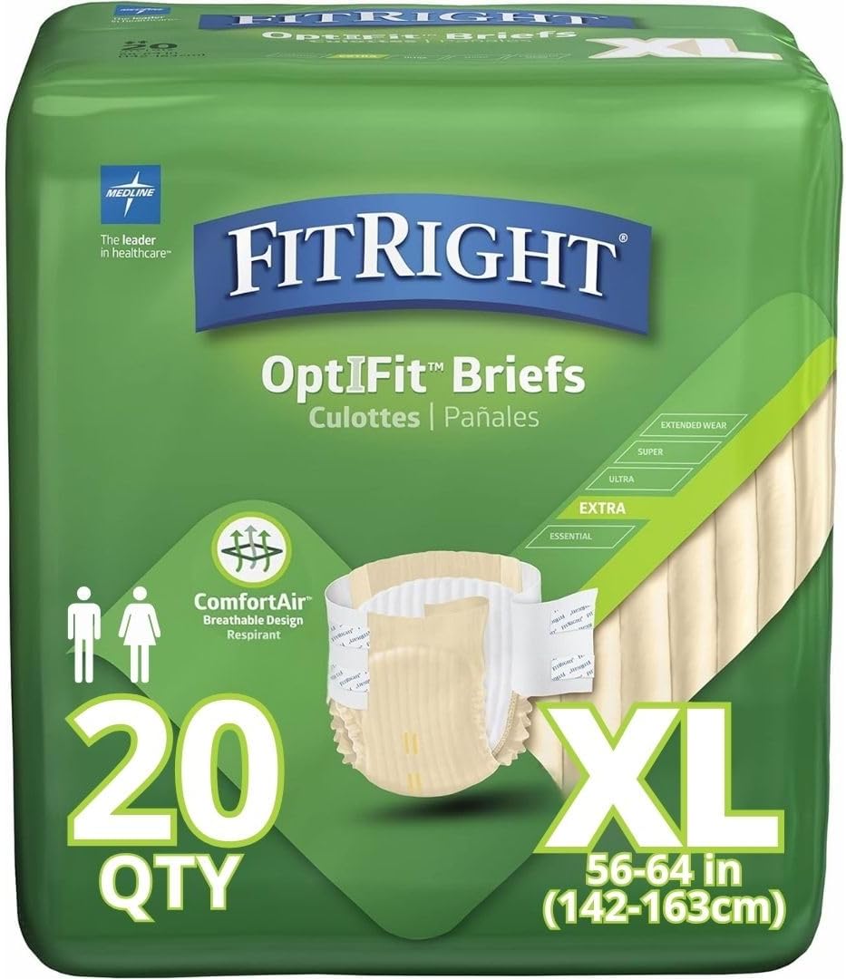 Medline FitRight X-Large Adult Diapers - Leak Stop Guards, 20ct