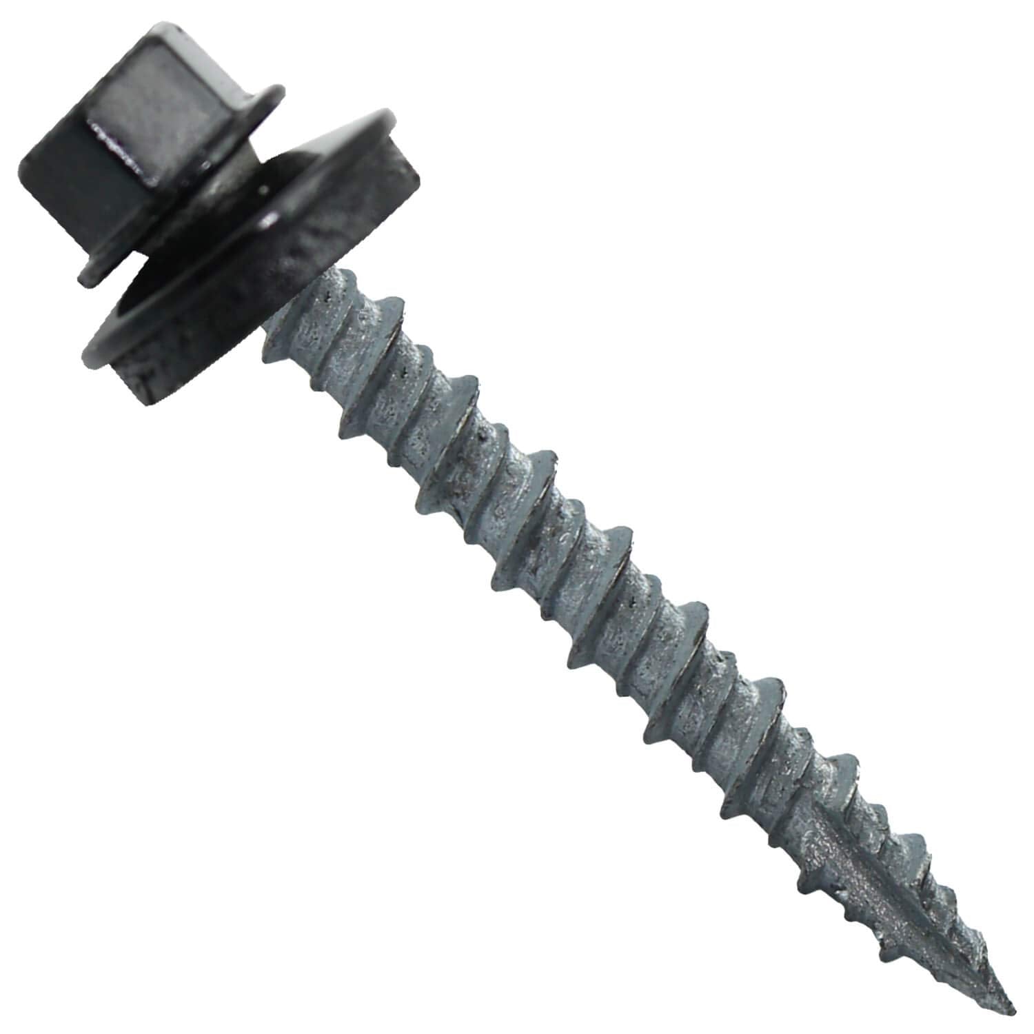 Metal Roofing Screws: 250 Pack of 10 x 1-1/2 in Black Hex Head