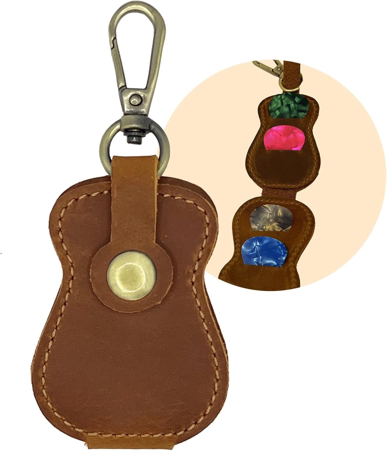 Della Stella Leather Guitar Pick Holder: Carry 4 Picks Easily!