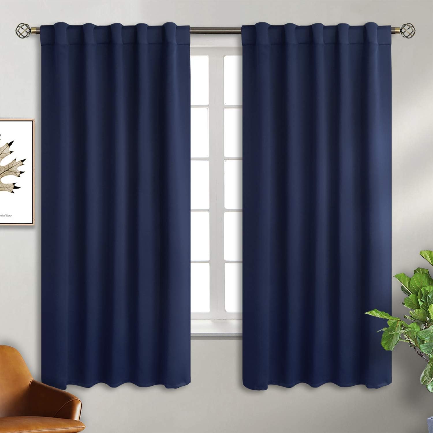 BGment Room Darkening Curtains - Navy Blue, 42x63 inch, 2 Panels