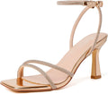 Mostrin Womens Strappy Heels - Elegant Rose Gold Stiletto
