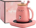 Bsigo Smart Coffee Mug Warmer & Cat Mug Set - Desk Beverage Warmer