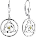 Celtic Knot Trinity Leverback Earrings with Peridot - Timeless Dangle