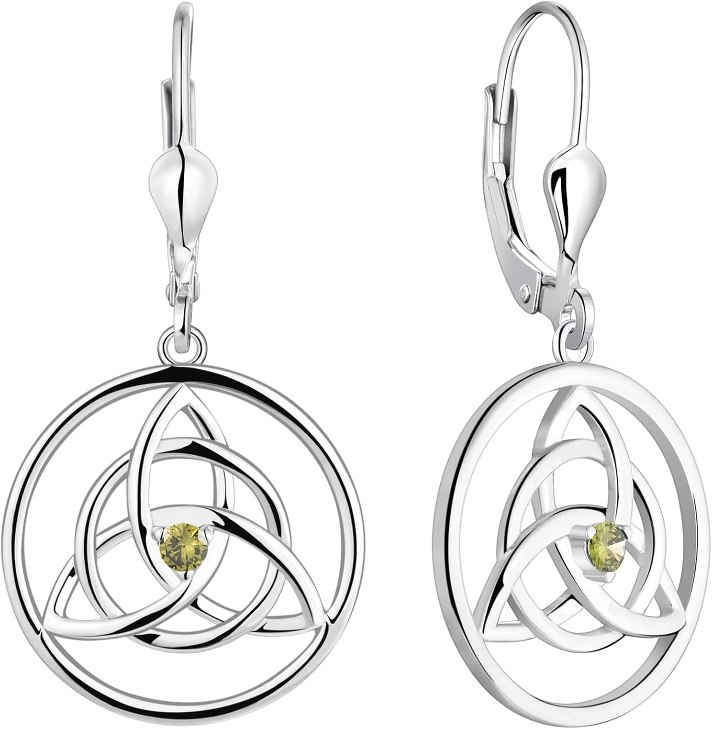 Celtic Knot Earrings in 925 Sterling Silver with Birthstone
