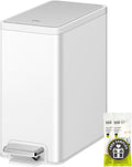 EKO Slim Small Bathroom Trash Can with Lid - Compact 6L Step-On